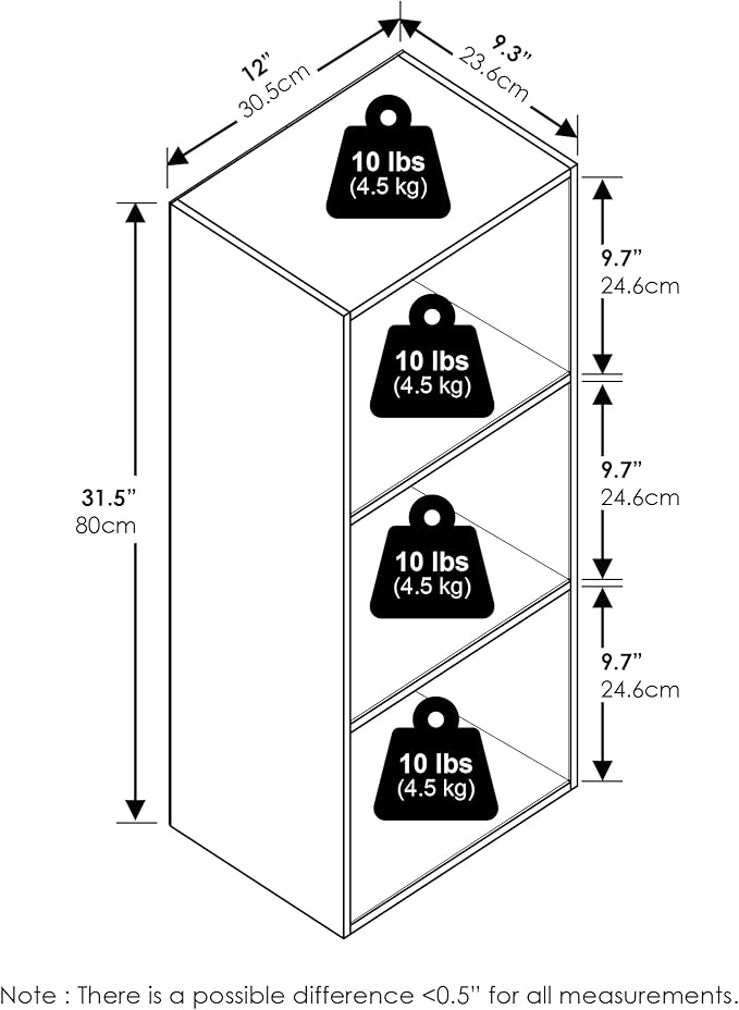 Furinno LUDER Book Shelf, 3-Cube Bookshelf, Bookcase - Image 4