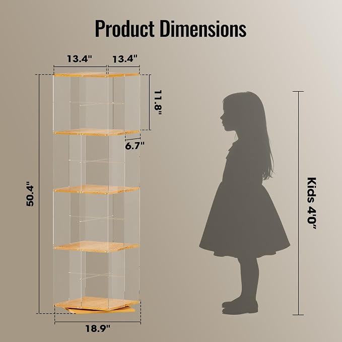 TAKEKIT Rotating Bookshelf, 360 Degree Revolving Bookcase, 4-Tier Spinning - Image 2