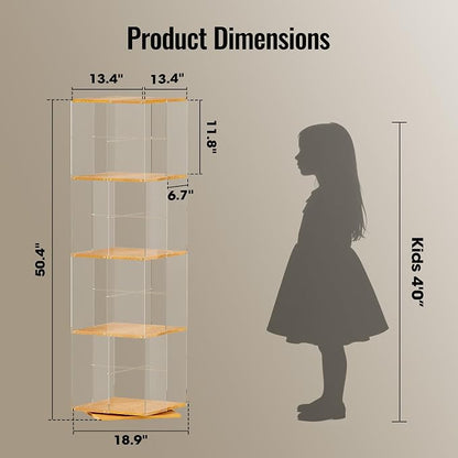 TAKEKIT Rotating Bookshelf, 360 Degree Revolving Bookcase, 4-Tier Spinning - Image 2