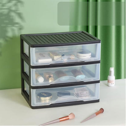 BYCY Medium 3 Drawer Plastic Clear Stacking Desktop Organizer - Image 2