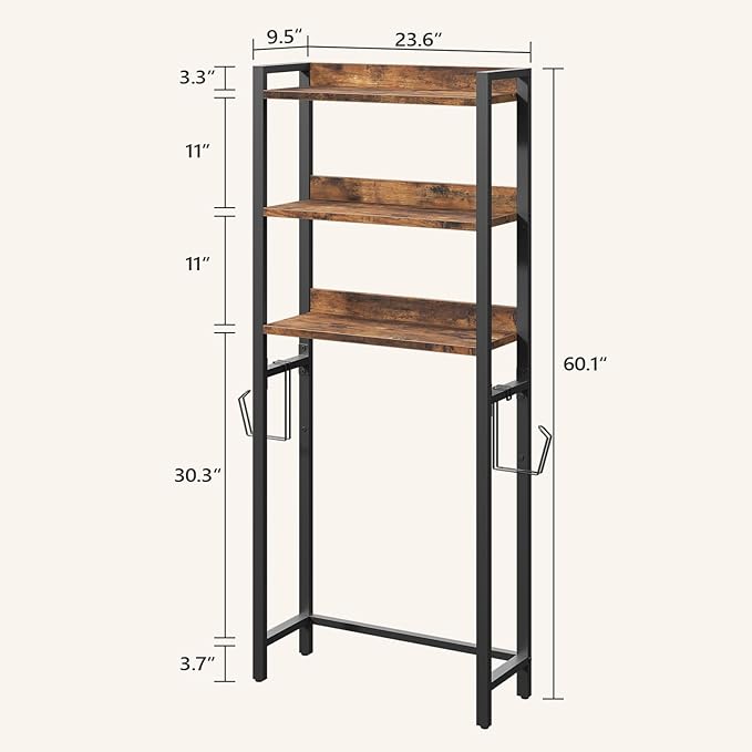MAHANCRIS Over The Toilet Storage Rack, 3 Tier Bathroom Organizer Over Toilet - Image 2