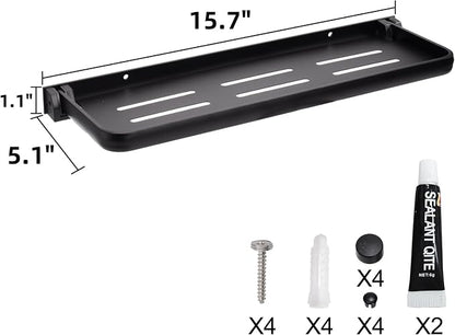 2 Pack Folding Wall Shelf for Bathroom, 90° Fold Up Floating Shelf, Wall - Image 3