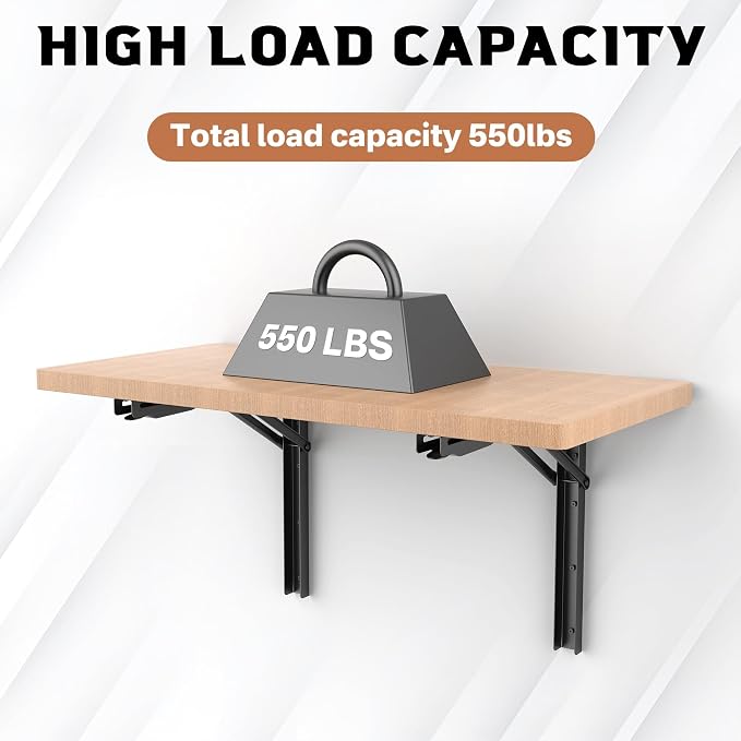 TORACK Heavy-Duty 18 inch Folding Wall Shelf Brackets, Space-Saving Collapsible - Image 4