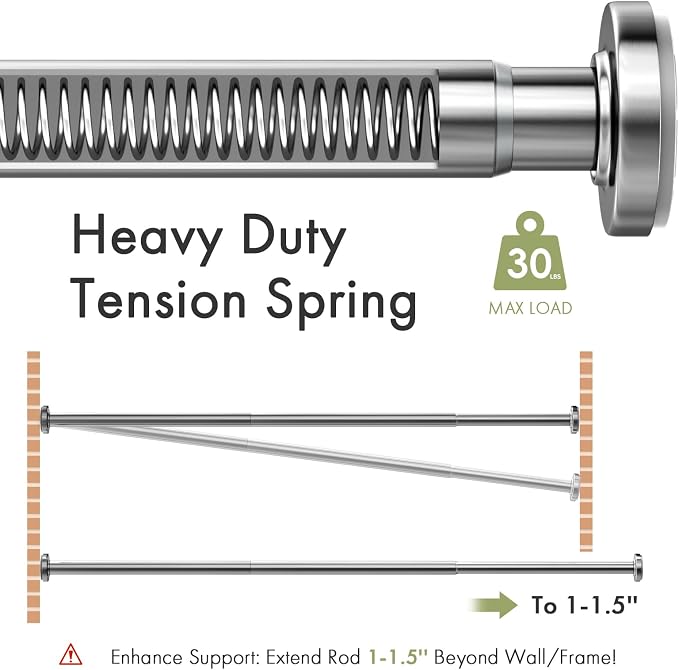 AmazerBath Spring Tension Shower Curtain Rod, 31-46.5 Inches Heavy Duty Tension - Image 5