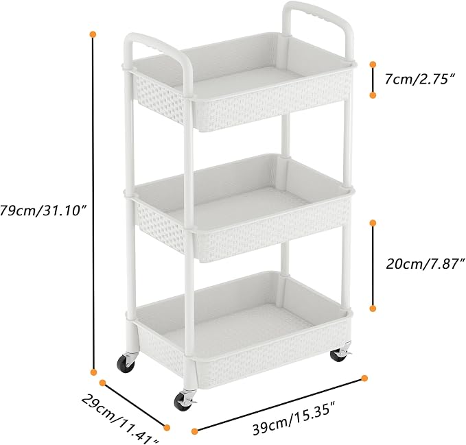 MOYIPIN 3-Tier Plastic Rolling Utility Cart - Image 3