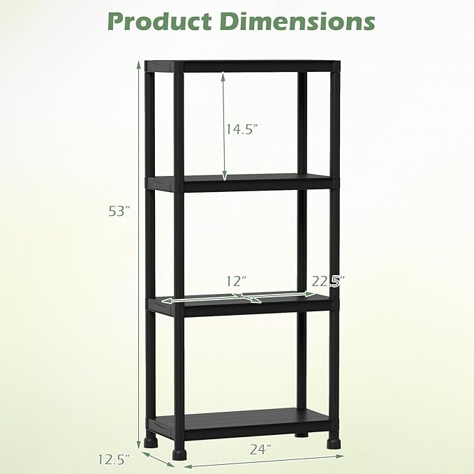 GIANTEX 4-Tier Heavy-Duty Plastic Storage Shelves | Freestanding Garage - Image 3