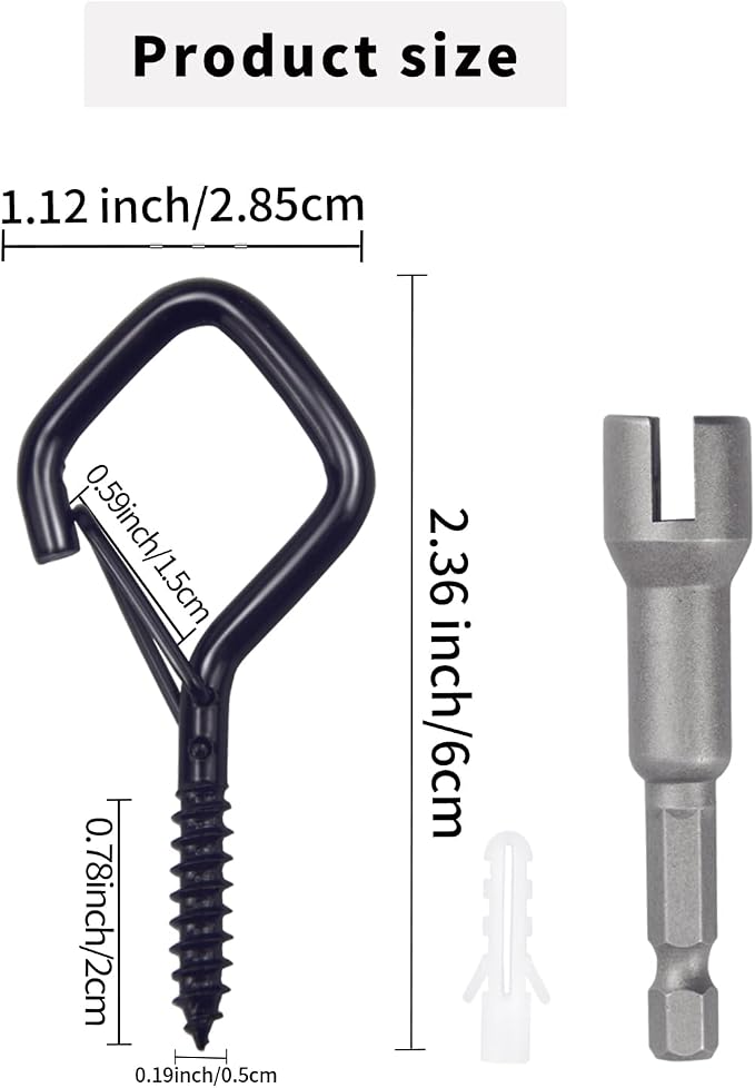 100 PCS Black Eye Screw Hooks for Hanging Heavy Duty - Image 2