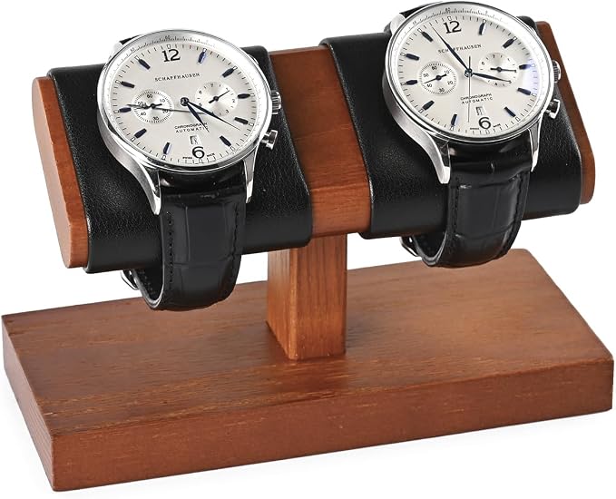 Oirlv Solid Wood Double Watch Display Stand Watch Bracelet Organizer（Black） - Image 5