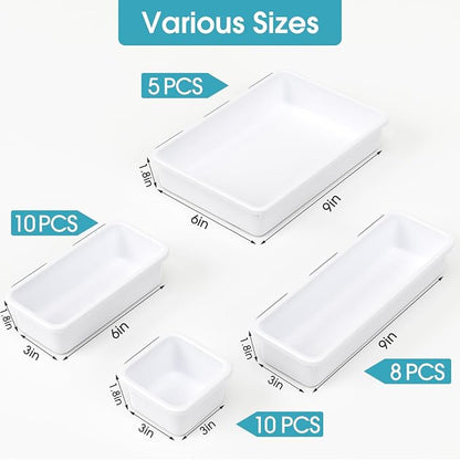 33 PCS Drawer Organizer Set, 4 Size Makeup Drawer Divider Organizer - Image 2