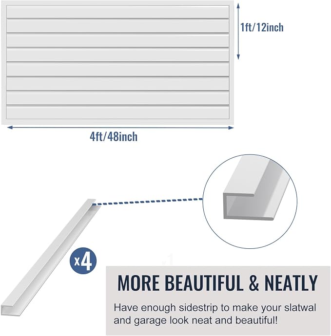 Slatwall Panel Garage Organizer PVC Slatwall Heavy Duty Wall Mounted Rack - Image 4