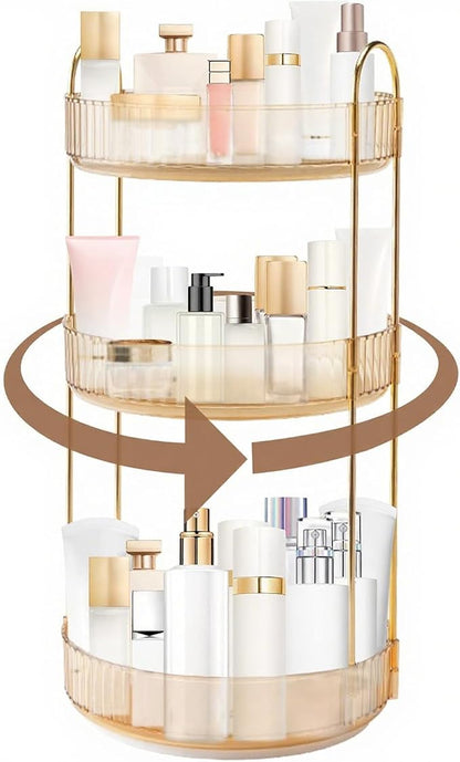 360 Rotating Makeup Organizer, 3 Tier Countertop Storage, Fits Cosmetics - Image 2