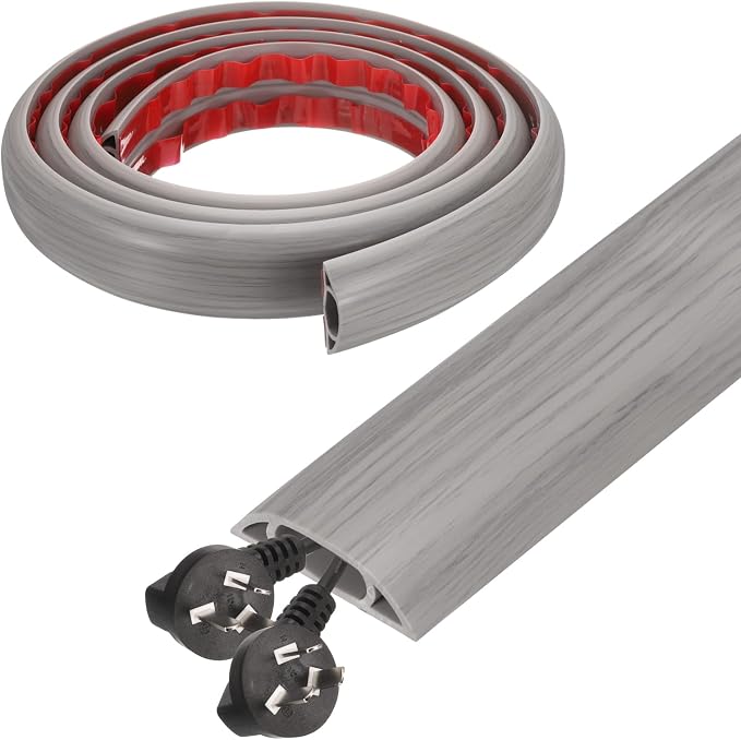 HARFINGTON 6ft Cord Cover Floor W0.6 x H0.33 Inner Channel PVC Hide Extension by HARFINGTON