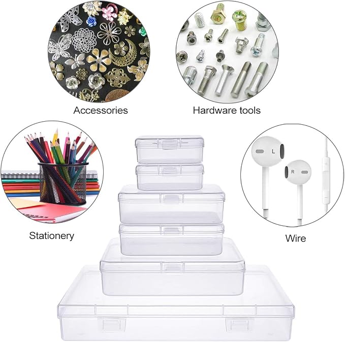 24 Pieces Mixed Sizes Rectangular Empty Mini Clear Plastic Organizer Box | - Image 8