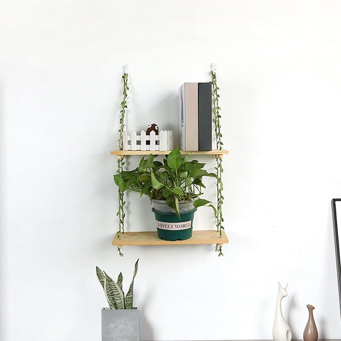 Wall Hanging Shelf Hanging Planter Rack Wooden Flower Pot Holder Decorative - Image 4