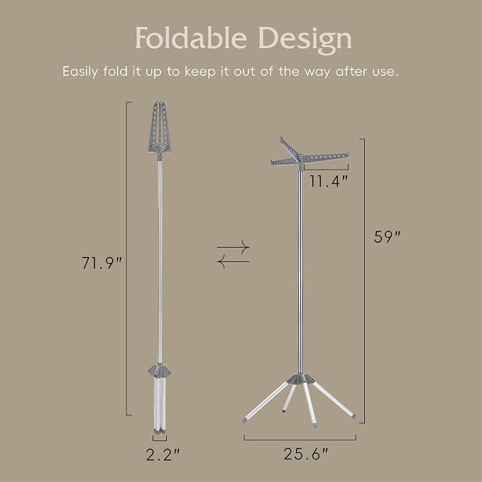 Beaudaily Clothes Drying Rack, Foldable Laundry Drying Rack, Indoor 59-Inch - Image 7