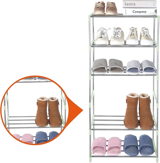 Small Shoe Rack, Narrow Stackable Shoe Shelf Organizer | - Image 4