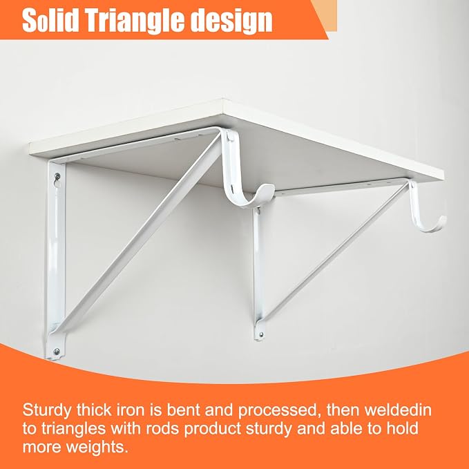 10 Pack Heavy Duty Closet Shelf & Rod Brackets, Wall Mounted Closet Shelf - Image 2