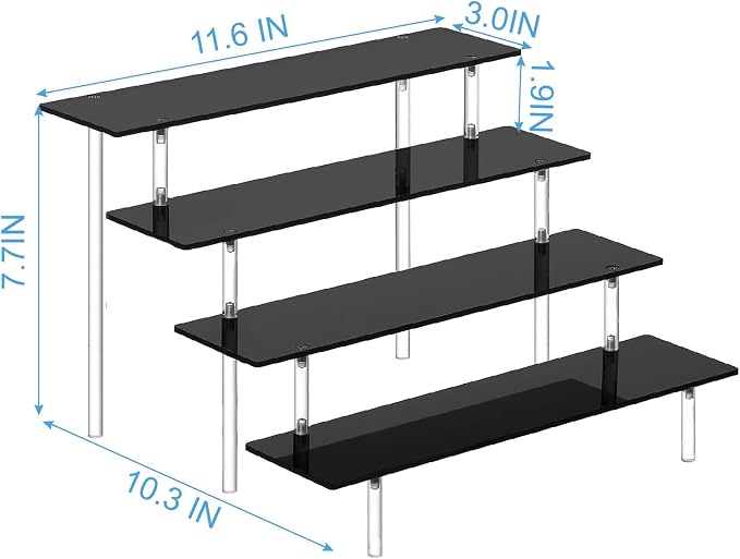 HENABLE 4 Tier Tall Black Acrylic Display Risers, Large Perfume Organizer Stand - Image 2
