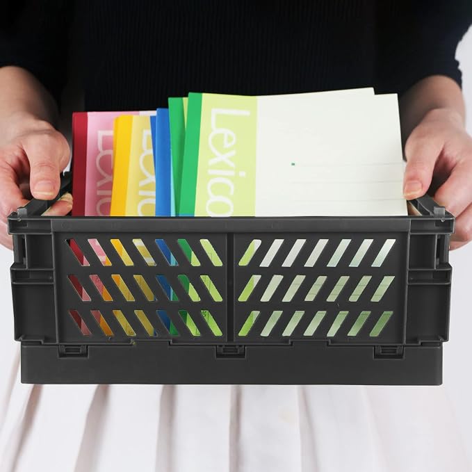 Tixill 2-Pack Mini Foldable Plastic Storage Box Mini Plastic Baskets - Image 3