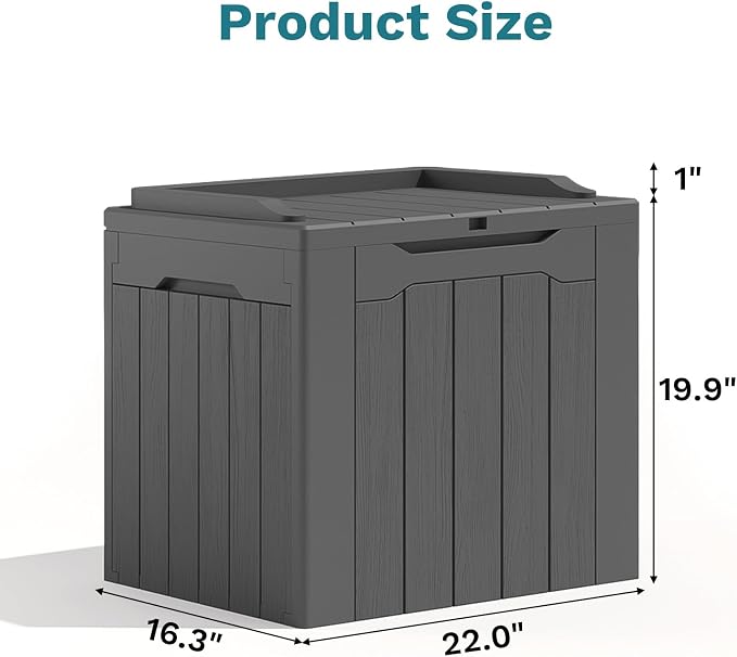 Patiolife 30 Gallon Resin Deck Box, Small Outdoor Storage - Image 6