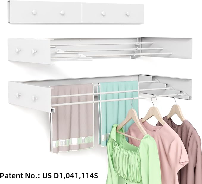 Wall Mounted Drying Rack for Laundry 19.8'', Folding Drying Rack Clothing Wall - Image 7