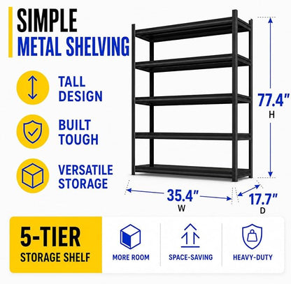 Rust-Resistant Garage Shelving Unit, Heavy Duty All-Steel Storage Rack - Image 2