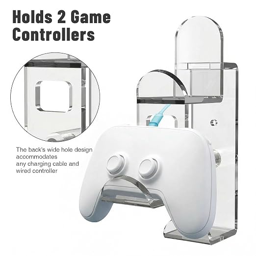 NiHome Clear Acrylic Game Controller Wall Hanger Stand, Dual Gamepad Controller - Image 2