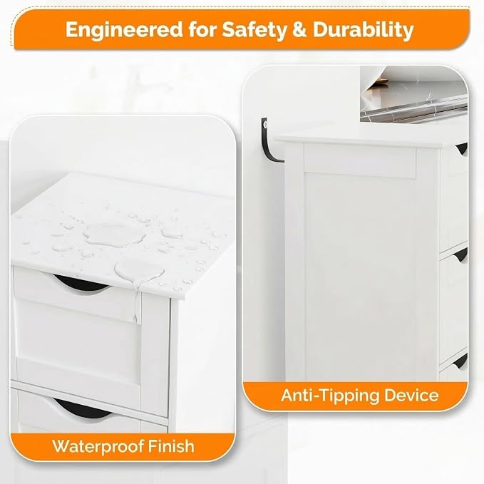 VINGLI White Bathroom Storage Cabinet - Image 7