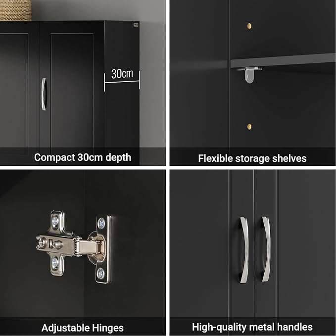 SoBuy Bathroom Wall Cabinet, Large 3-Door, 23.6 x 11.8 x 35.4 in, Large Hidden - Image 7