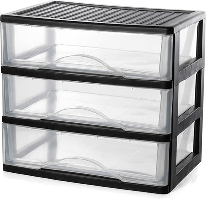 BYCY Medium 3 Drawer Plastic Clear Stacking Desktop Organizer by BYCY