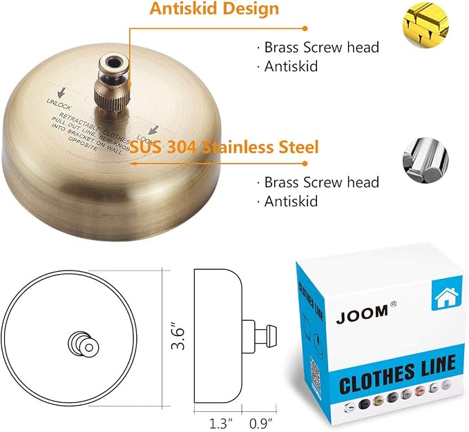 JOOM Retractable Clothesline Stainless Steel Heavy Duty 9Feet - Image 3
