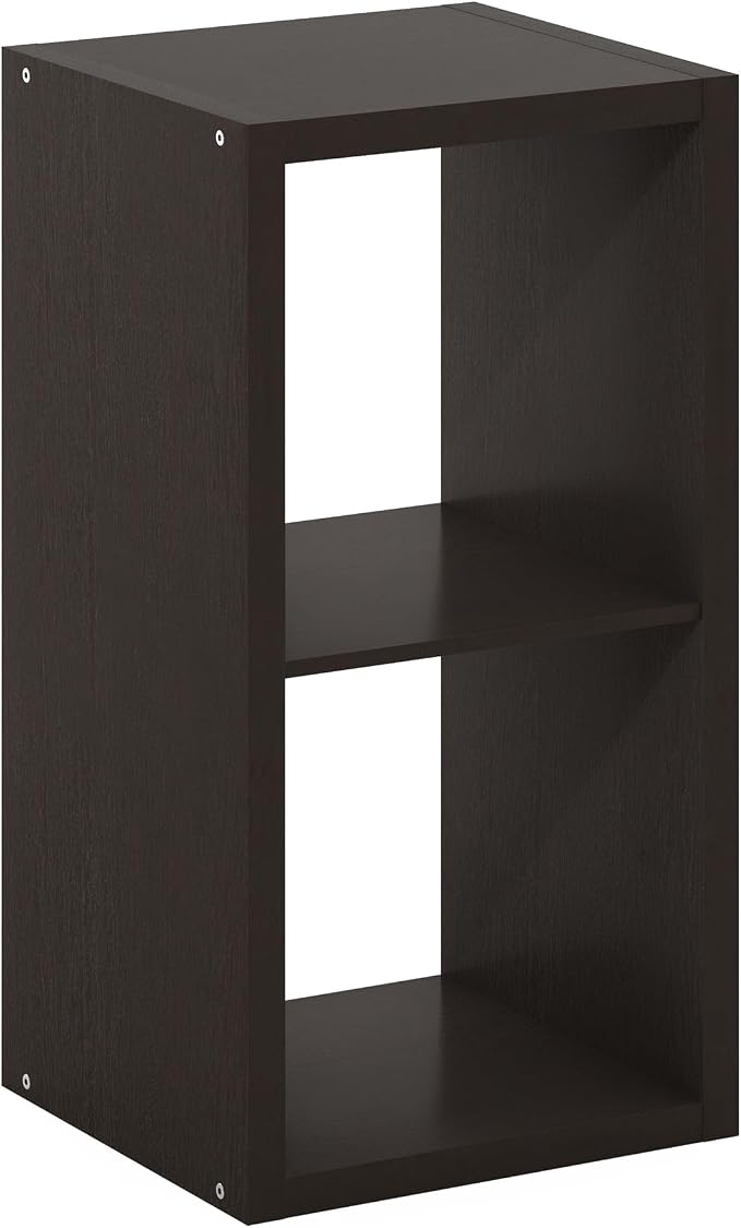 Furinno CUBICLE 2-Cube Book Shelf, Extra Thick Frame Bookshelf, Dark Oak | - Image 9