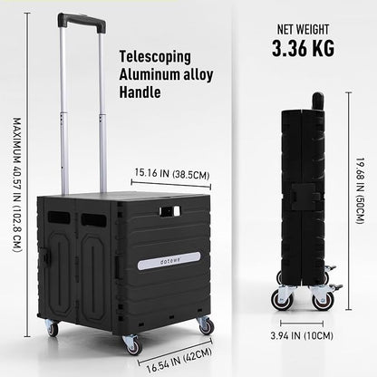 Folding Utility Cart Black Portable Rolling Crate Handcart Foldable Shopping - Image 4