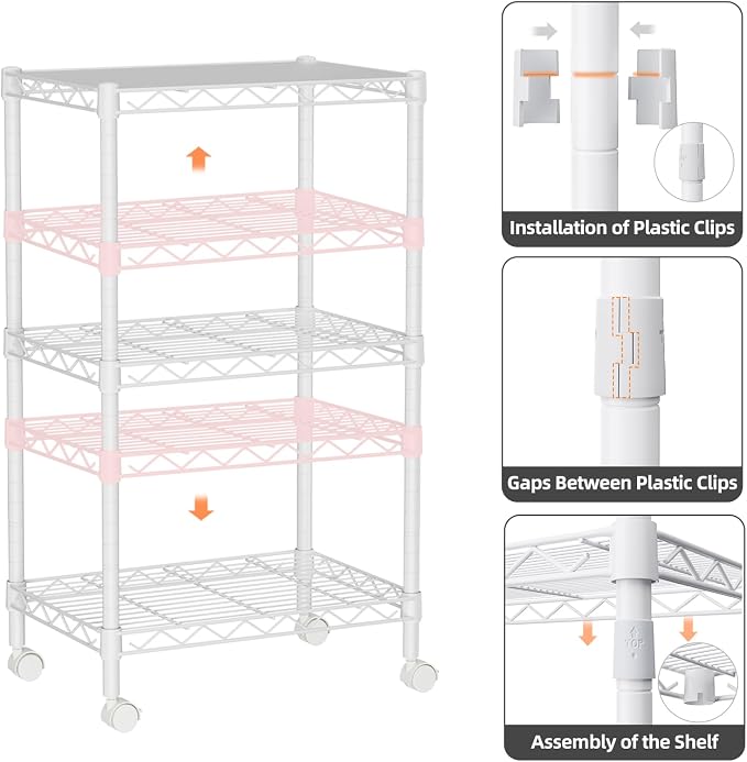 Golpart Small Shelves Storage Wire Metal Adjustable Shelf Unit - Image 8