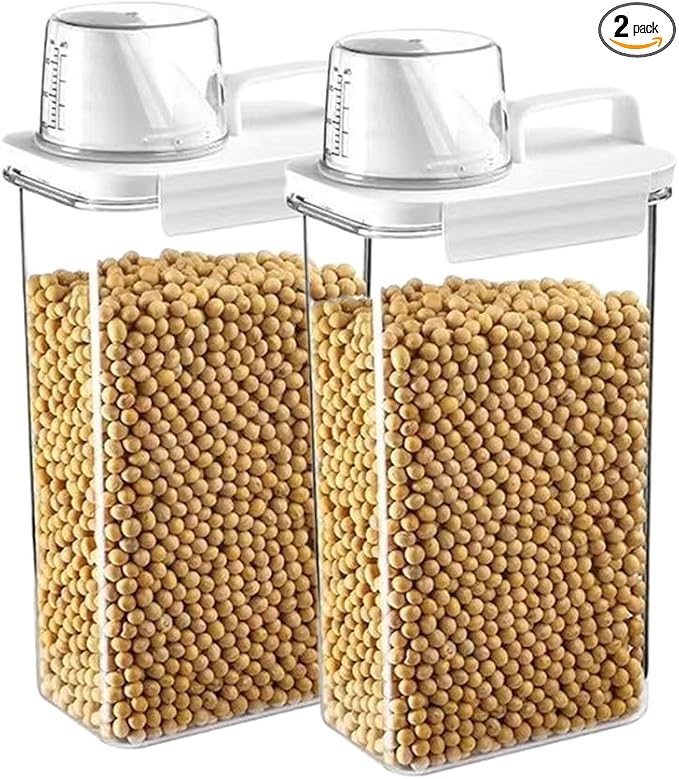 2Pcs Rice Dispenser Storage Containers, 2.3L Small Rice Bucket by Triflice