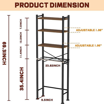 GloTika 4-Tier Over Toilet Storage, 69.3" H, 150lb Capacity, Carbon Steel - Image 2