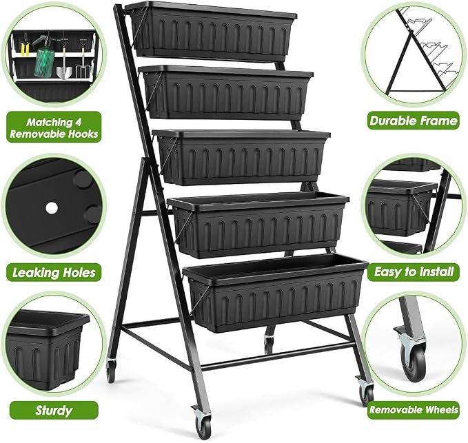 SEJOV 4FT Vertical Raised Garden Bed, 5-Tier Vertical Garden Planter - Image 3
