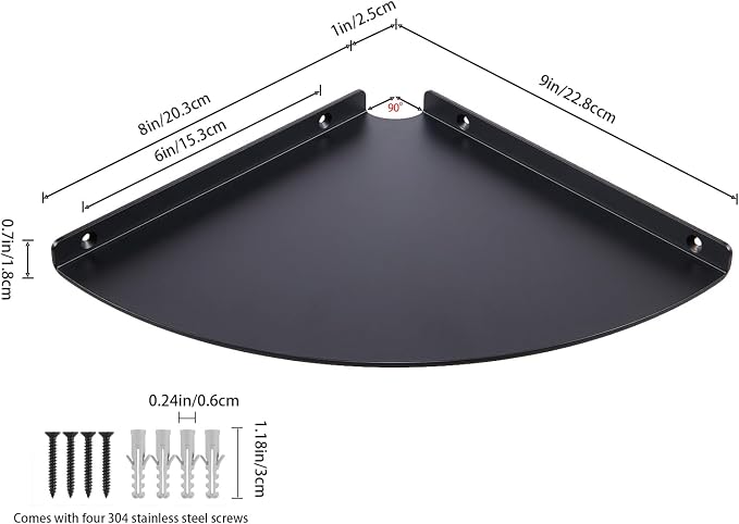 Corner Shelf, 3.0mm Aluminum Alloy Corner Shelf wall Mounted, - Image 3