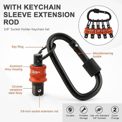 5Pcs Socket Holder Key Chain, 3/8" Drive Socket Organizer Keychain Quick - Image 4
