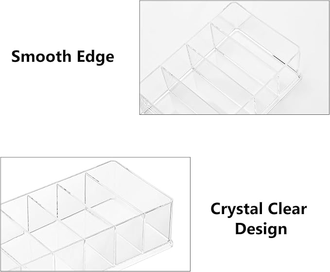 Acrylic Makeup Brush Organizers, 3 Pack 8 Section 8 Compartments Transparent - Image 4