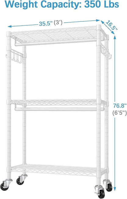 VIPEK R2 Heavy Duty Rolling Garment Rack 3 Tiers Adjustable Clothes Racks - Image 6