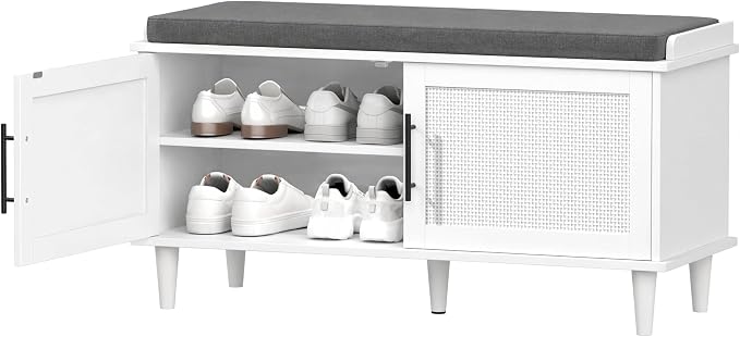 Akxomel Rattan Shoe Storage Bench - Image 8