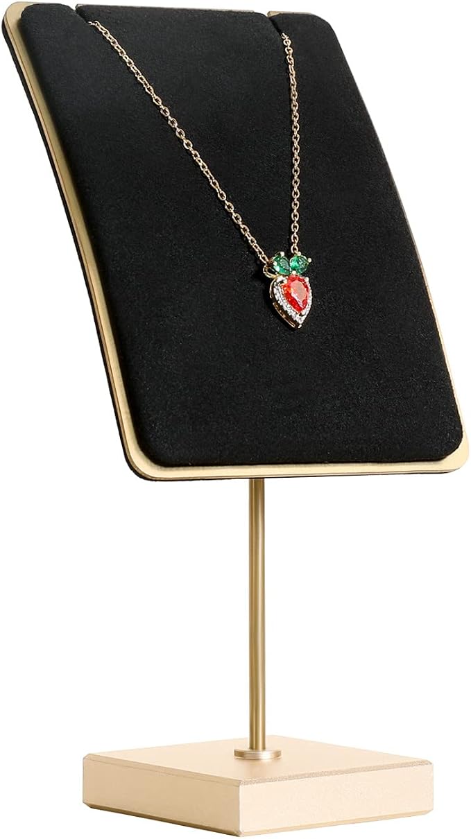 GemeShou Black velvet necklace stand, small metal jewelry stand by GemeShou