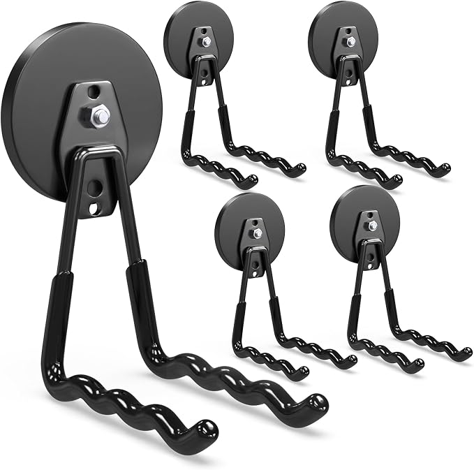 3-H Magnetic Wave Hooks Heavy Duty 4 Pack, Large Magnet Garage Hooks Heavy Duty by 3-H