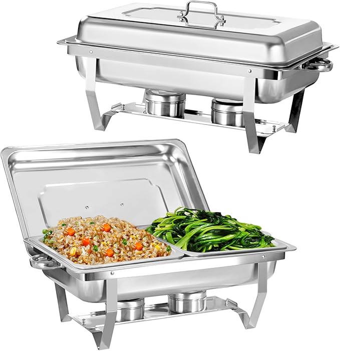 Chafing Dish for Buffet, 2 Pack Stainless Steel Chafing Servers Food Warmer Set by Jacgood