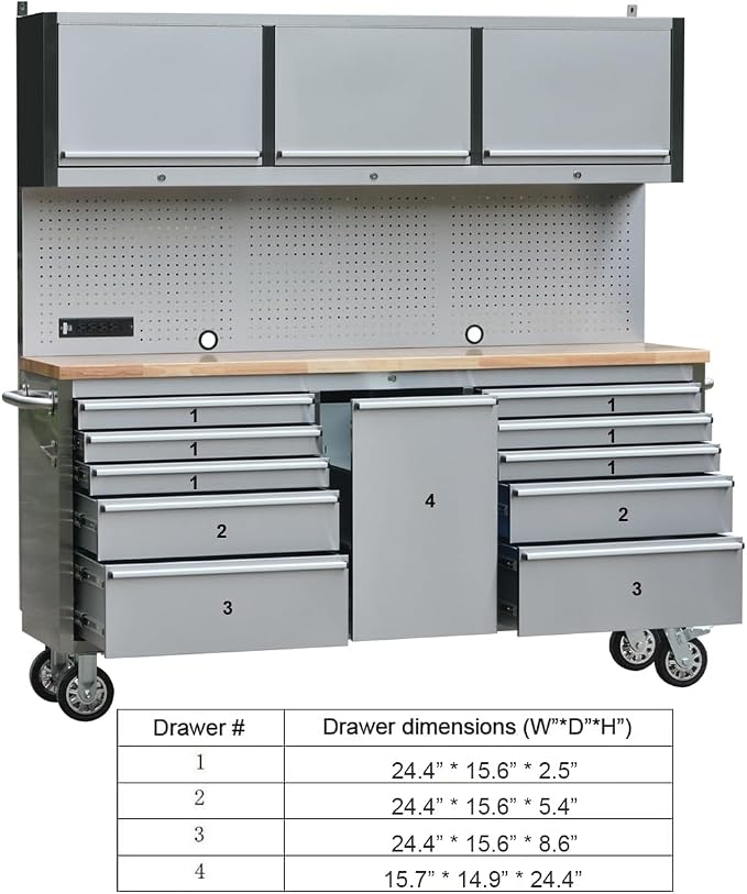 2 Pack - 72" Stainless Steel Rolling Tool Chest - Image 6