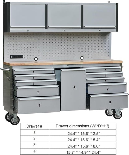2 Pack - 72" Stainless Steel Rolling Tool Chest - Image 6