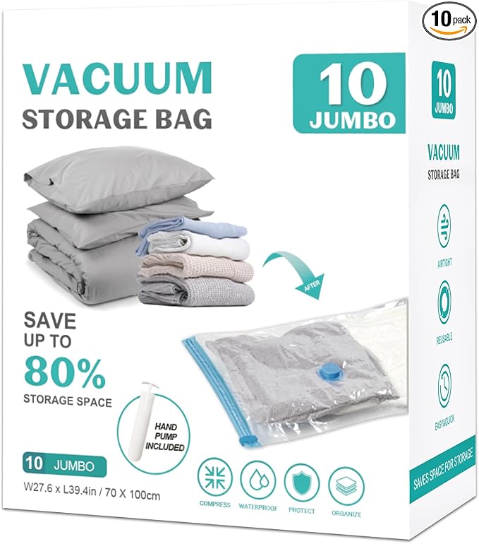 10 Pack Jumbo Space Saver Vacuum Storage Bags Seal Bags by ZOESTORAGE