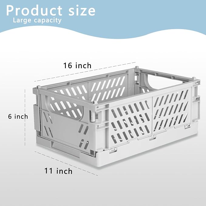 Tixill 2-Pack Mini Foldable Plastic Storage Box Mini Plastic Baskets - Image 2