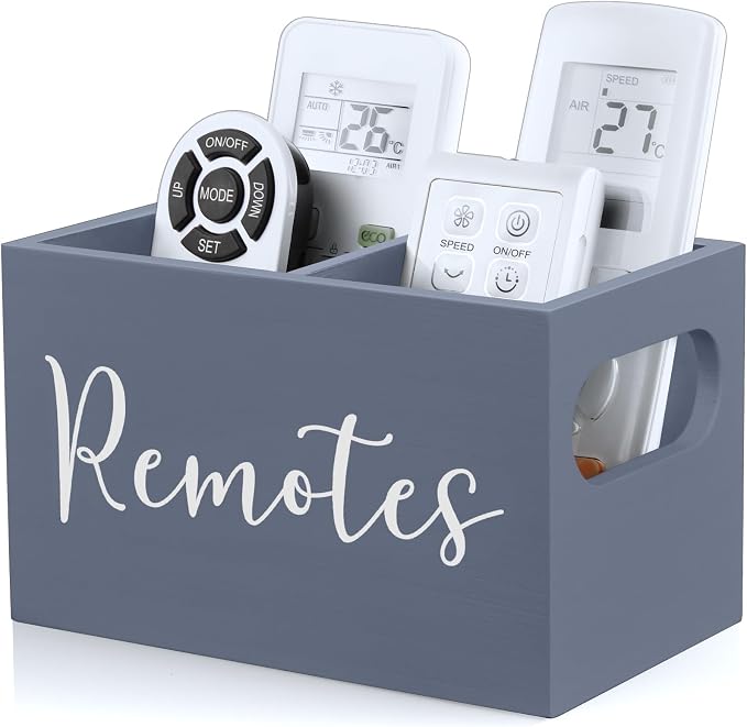 DRASTAR Remote Control Holder, Wood TV Remote Holder, Remote Storage Caddy by EnhanceYourDailyLife